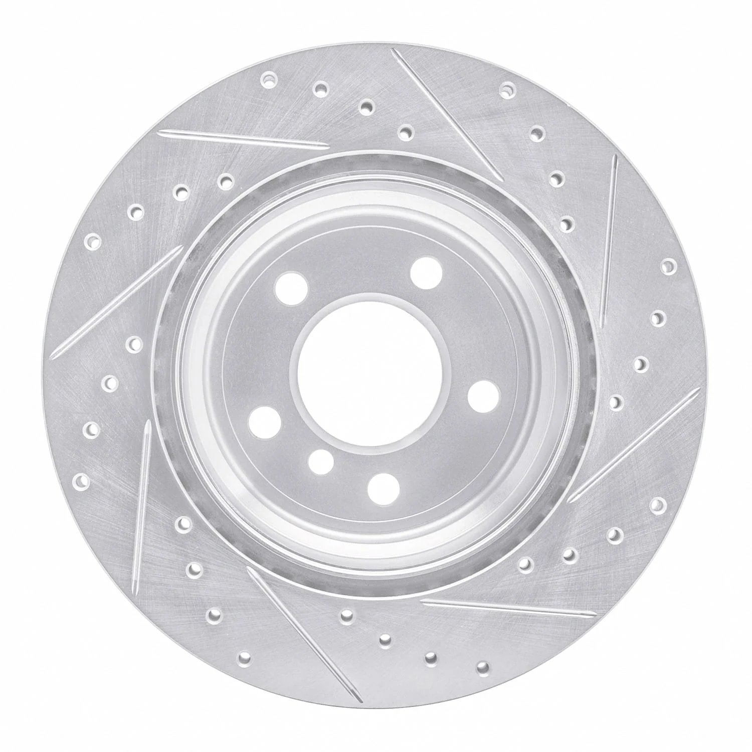 R1 Concepts 07-19 BMW X6 Rear Left Drilled & Slotted Silver Brake Rotor - Image 2