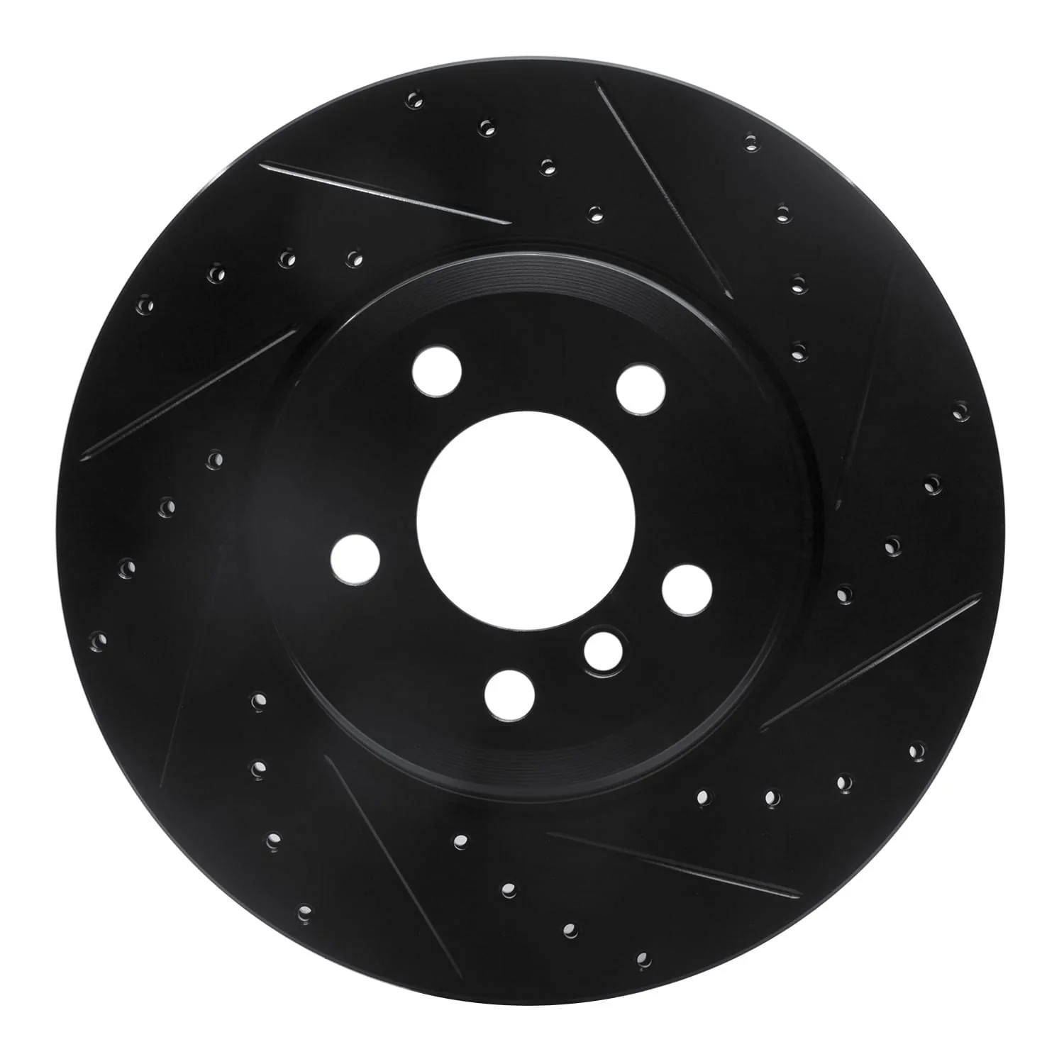 R1 Concepts 07-19 BMW X6 Rear Right Drilled & Slotted Black Brake Rotor