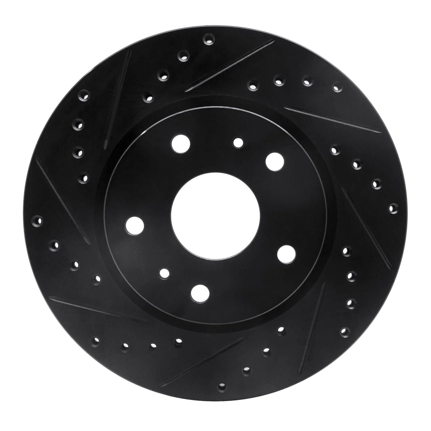 R1 Concepts 07-19 Suzuki SX4 Front Left Drilled & Slotted Black Brake Rotor