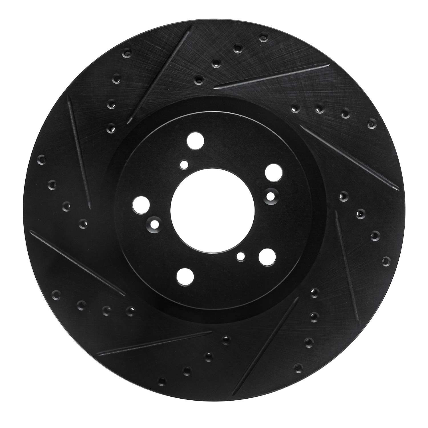 R1 Concepts 07-20 Acura MDX Front Left Drilled & Slotted Black Brake Rotor