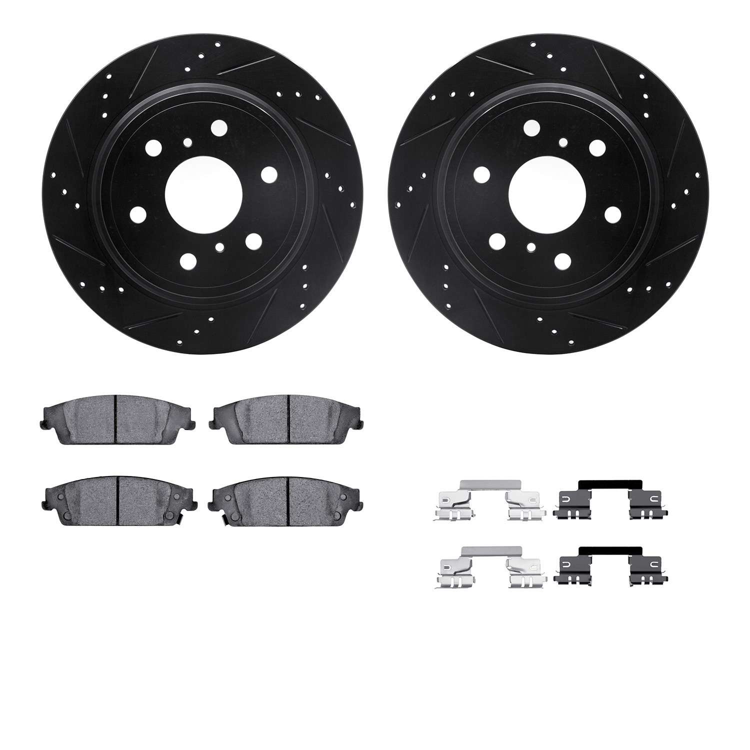 R1 Concepts 07-20 Cadillac Escalade EXT Rear Drill/Slot Black Rotors w/Ceramic Pads