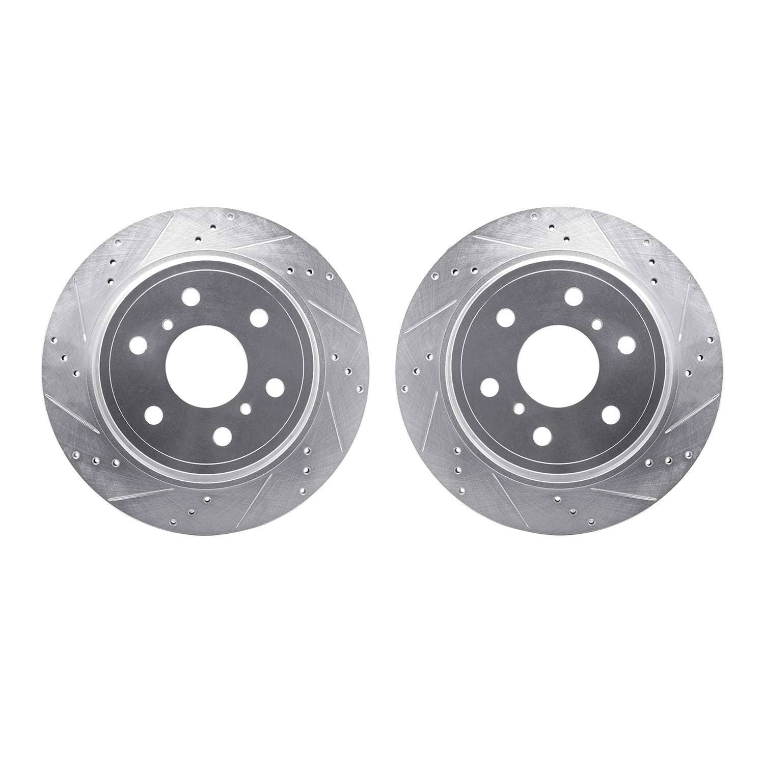 R1 Concepts 07-20 Cadillac Escalade EXT Rear Drilled & Slotted Silver Brake Rotor Set