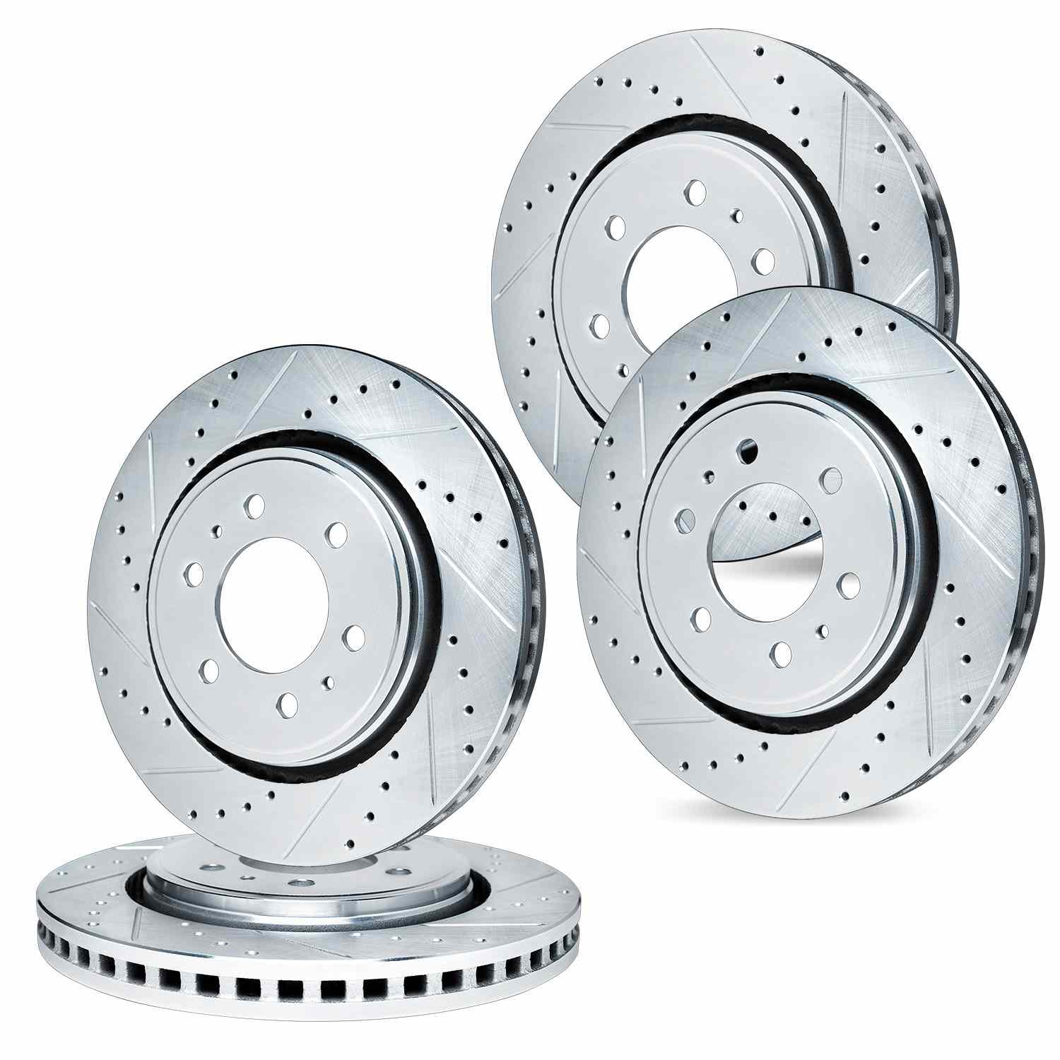 R1 Concepts 07-20 Cadillac Escalade Front & Rear Drilled & Slotted Silver Brake Rotor Set