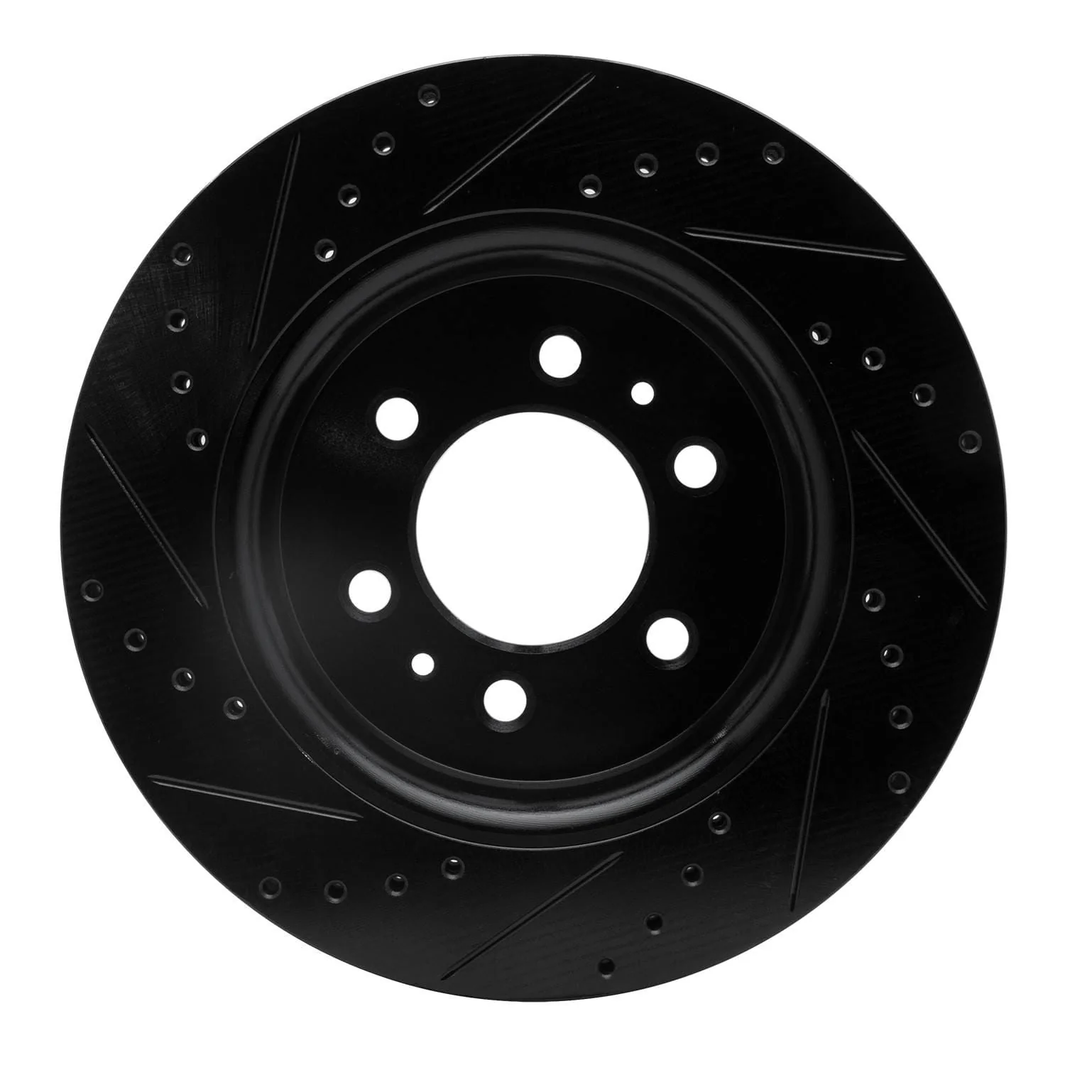 R1 Concepts 07-21 Ford Expedition Front Right Drilled & Slotted Black Brake Rotor - Image 2