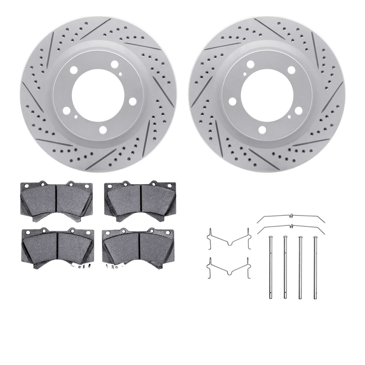 R1 Concepts 07-22 Lexus LX570 Front Drill/Slot Carbon Coated Rotor Set w/Optimum Pads