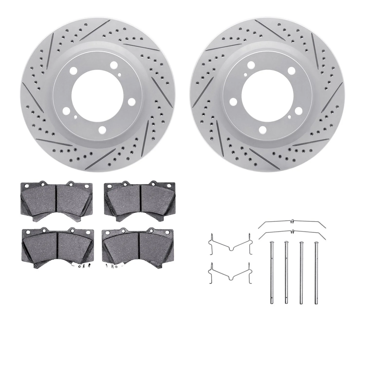 R1 Concepts 07-22 Lexus LX570 Front Drill/Slot Carbon Coated Rotor Set w/Super Duty Pads