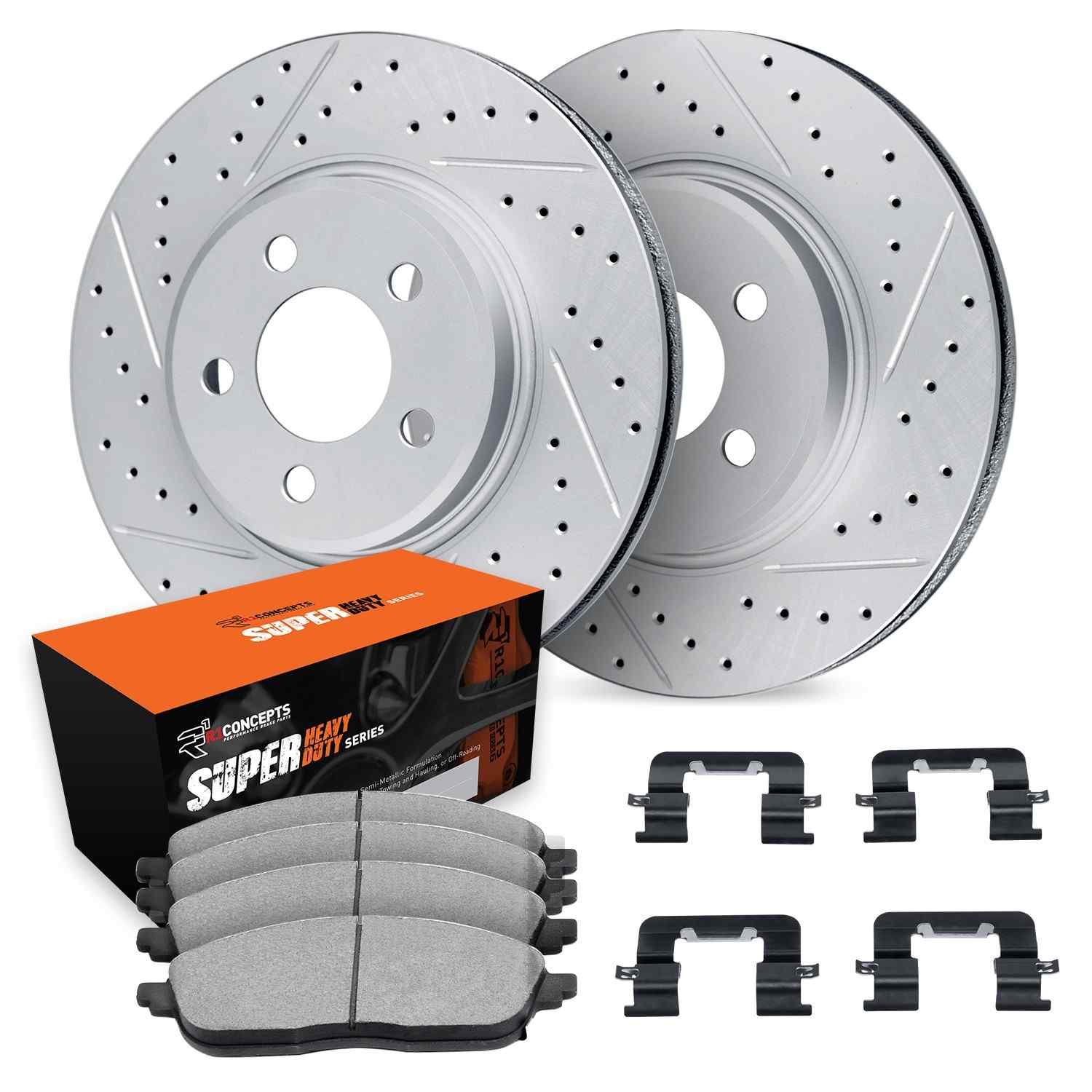 R1 Concepts 07-22 Lexus LX570 Front Drill/Slot Carbon Coated Rotor Set w/Super Duty Pads - Image 2