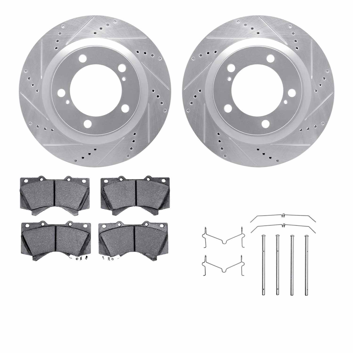 R1 Concepts 07-22 Lexus LX570 Front Drill/Slot Silver Rotors w/Off-Road/Tow Pads