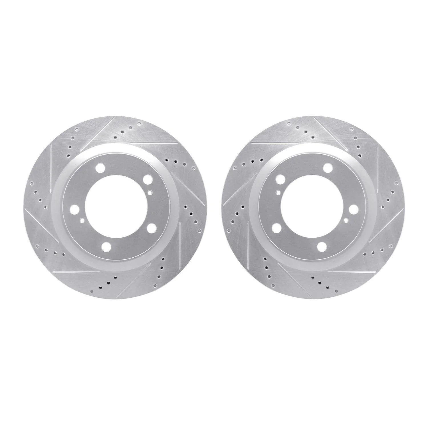 R1 Concepts 07-22 Lexus LX570 Front Drilled & Slotted Silver Brake Rotor Set