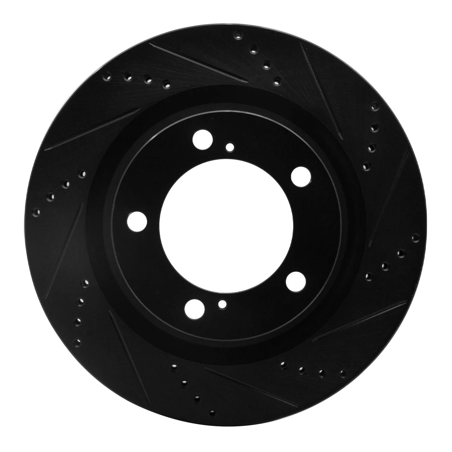 R1 Concepts 07-22 Lexus LX570 Front Right Drilled & Slotted Black Brake Rotor
