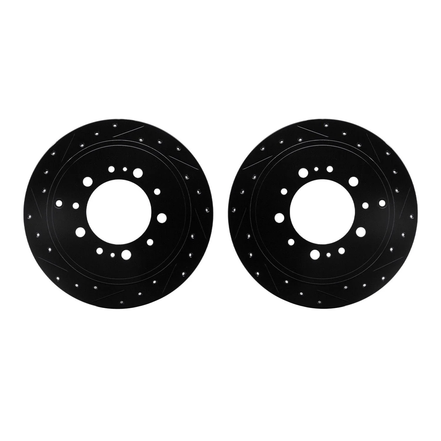 R1 Concepts 07-22 Lexus LX570 Rear Drilled & Slotted Black Brake Rotor Set