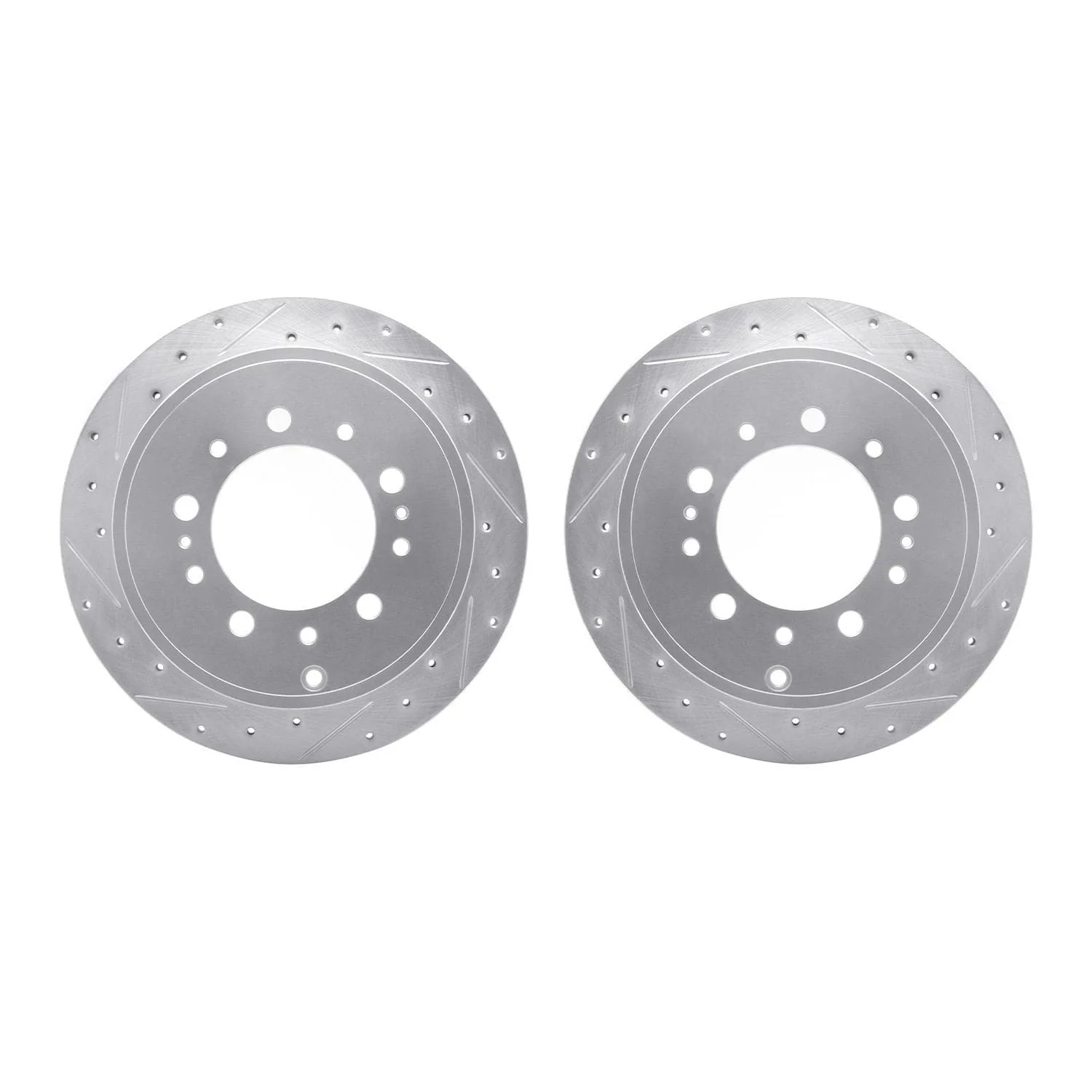 R1 Concepts 07-22 Lexus LX570 Rear Drilled & Slotted Silver Brake Rotor Set