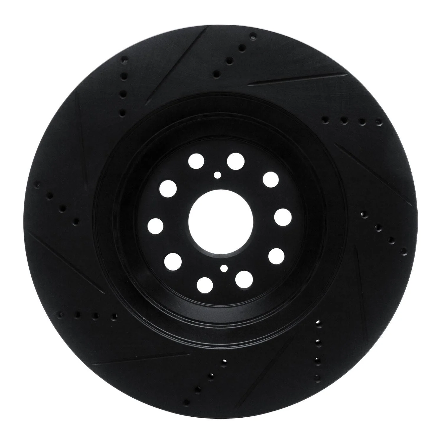 R1 Concepts 07-23 Lexus LS500 Right Front Drilled & Slotted Black Brake Rotor - Image 2