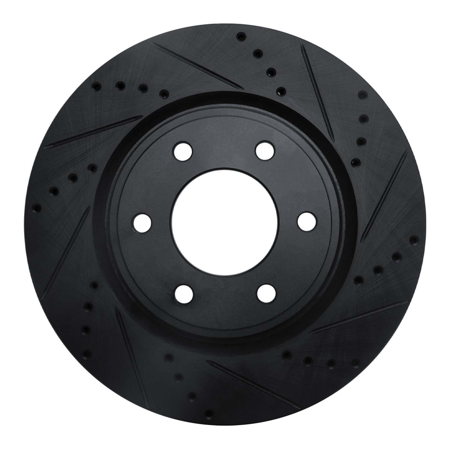 R1 Concepts 07-24 Infiniti QX80 Front Right Drilled & Slotted Black Brake Rotor