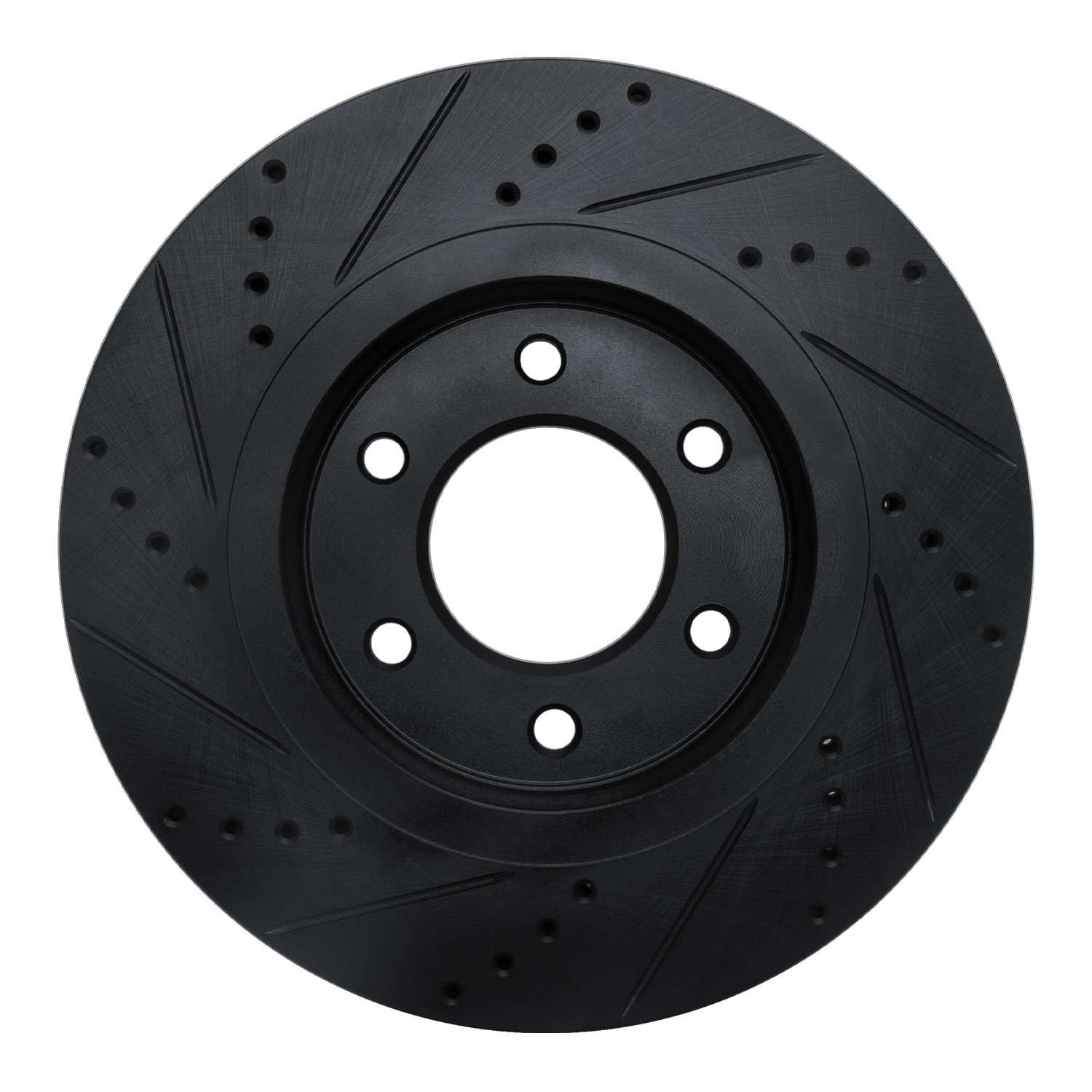 R1 Concepts 07-24 Infiniti QX80 Front Right Drilled & Slotted Black Brake Rotor - Image 2