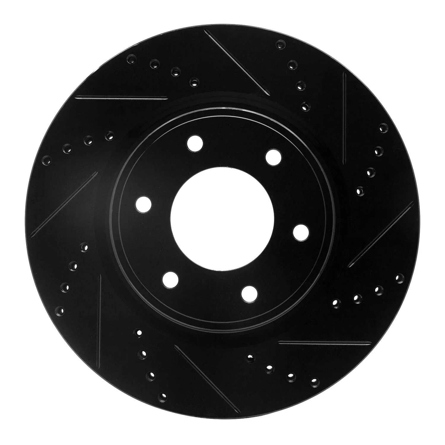 R1 Concepts 07-24 Nissan Titan Front Right Drilled & Slotted Black Brake Rotor