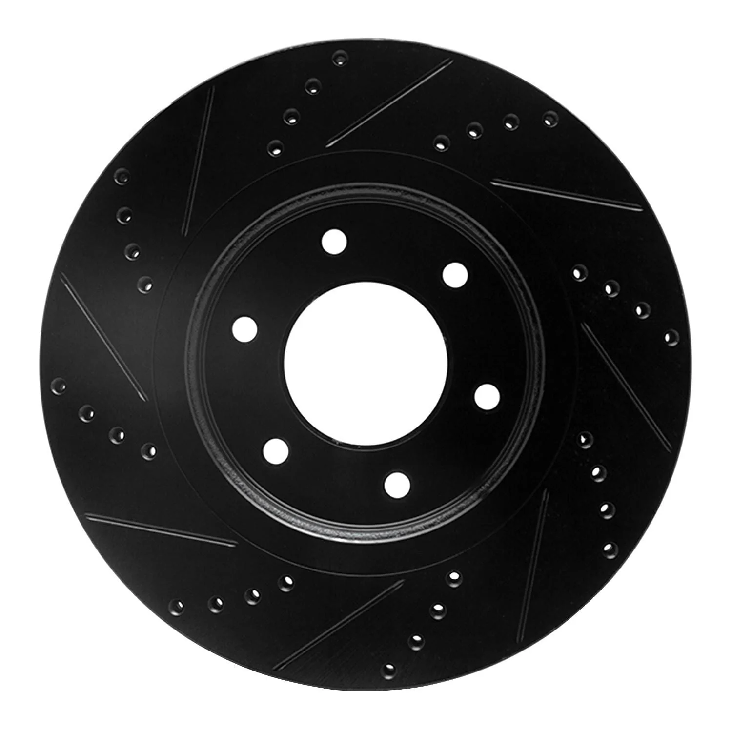 R1 Concepts 07-24 Nissan Titan Front Right Drilled & Slotted Black Brake Rotor - Image 2