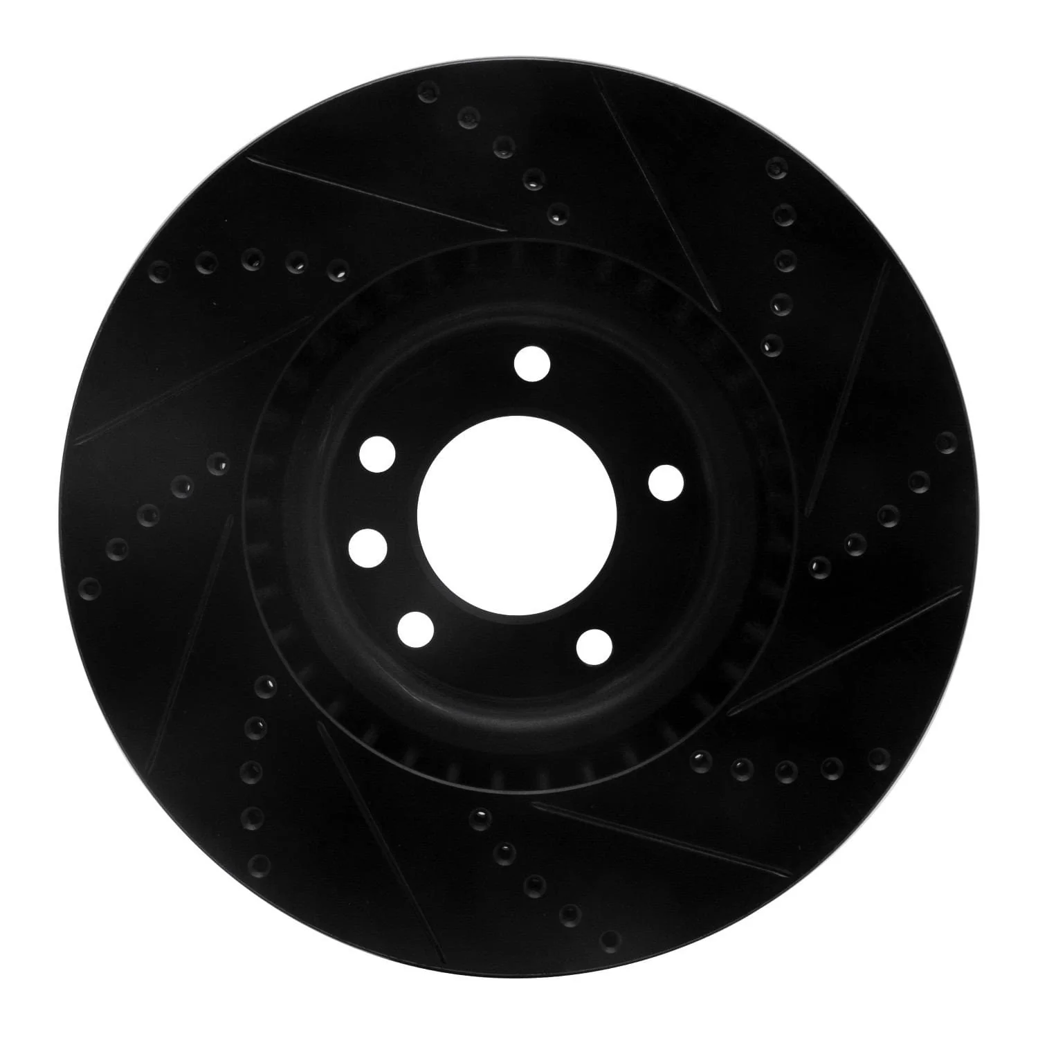 R1 Concepts 08-09 Porsche Cayenne Front Left Drilled & Slotted Black Brake Rotor - Image 2