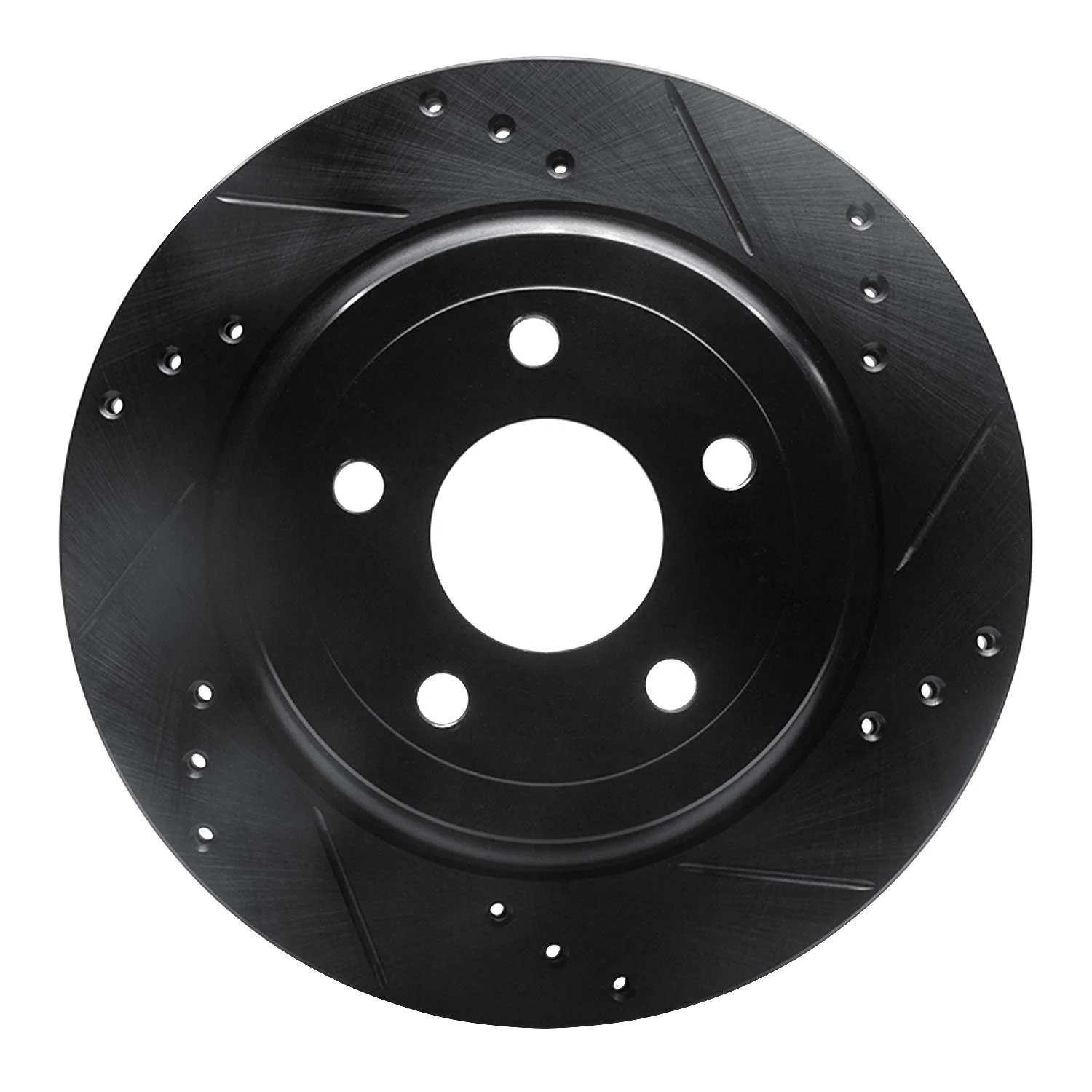 R1 Concepts 08-10 Chevrolet Cobalt Rear Right Drilled & Slotted Black Brake Rotor