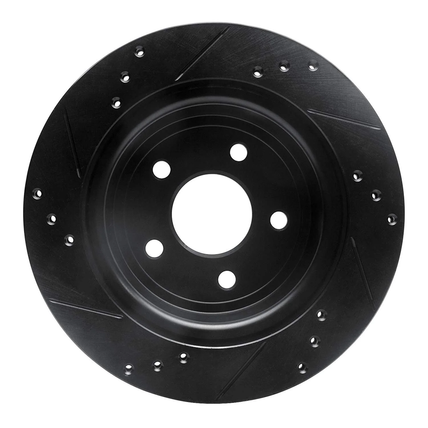 R1 Concepts 08-10 Chevrolet Cobalt Rear Right Drilled & Slotted Black Brake Rotor - Image 2