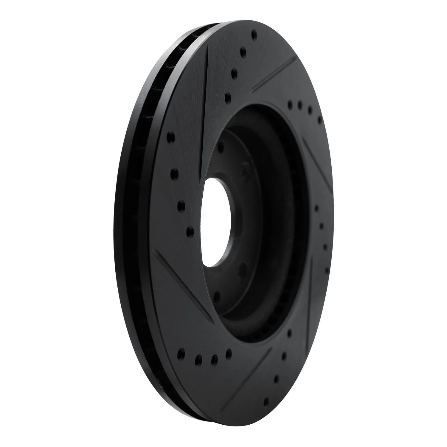 R1 Concepts 08-11 Ford Focus Front Right Drilled & Slotted Black Brake Rotor - Image 2