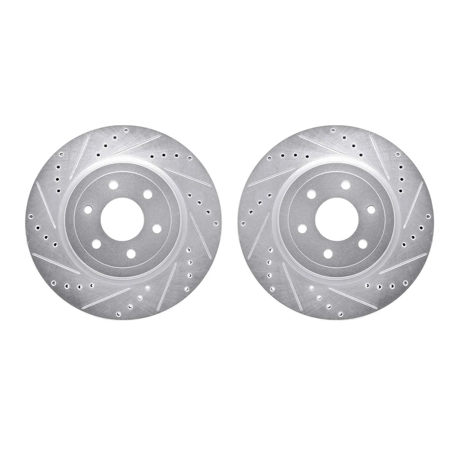 R1 Concepts 08-11 Nissan Pathfinder Front Drilled & Slotted Silver Brake Rotor Set
