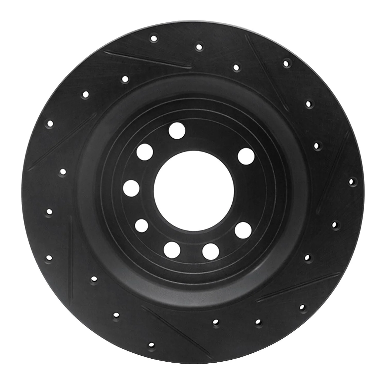 R1 Concepts 08-11 Saab 9-3 Rear Left Drilled & Slotted Black Brake Rotor - Image 2