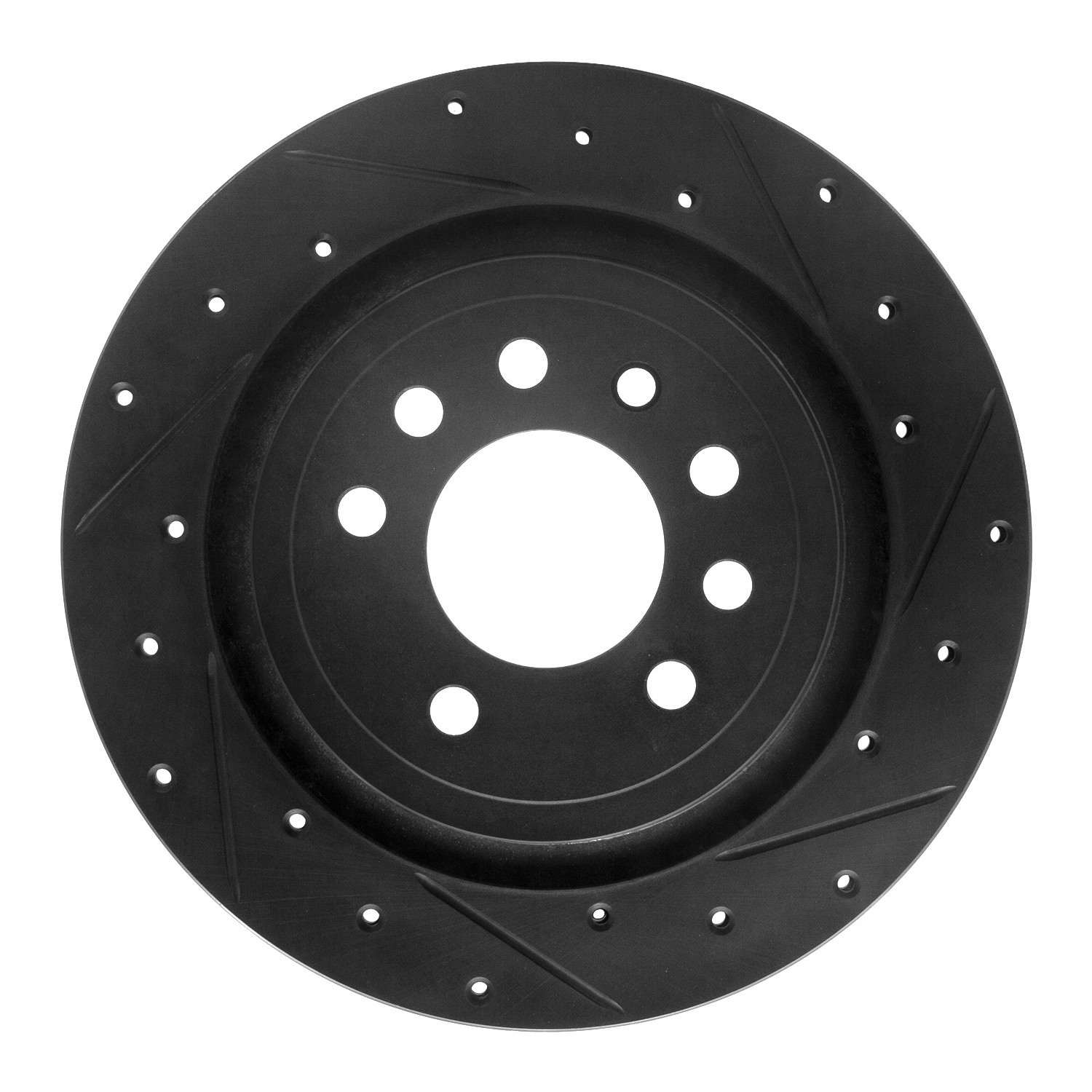 R1 Concepts 08-11 Saab 9-3 Rear Right Drilled & Slotted Black Brake Rotor