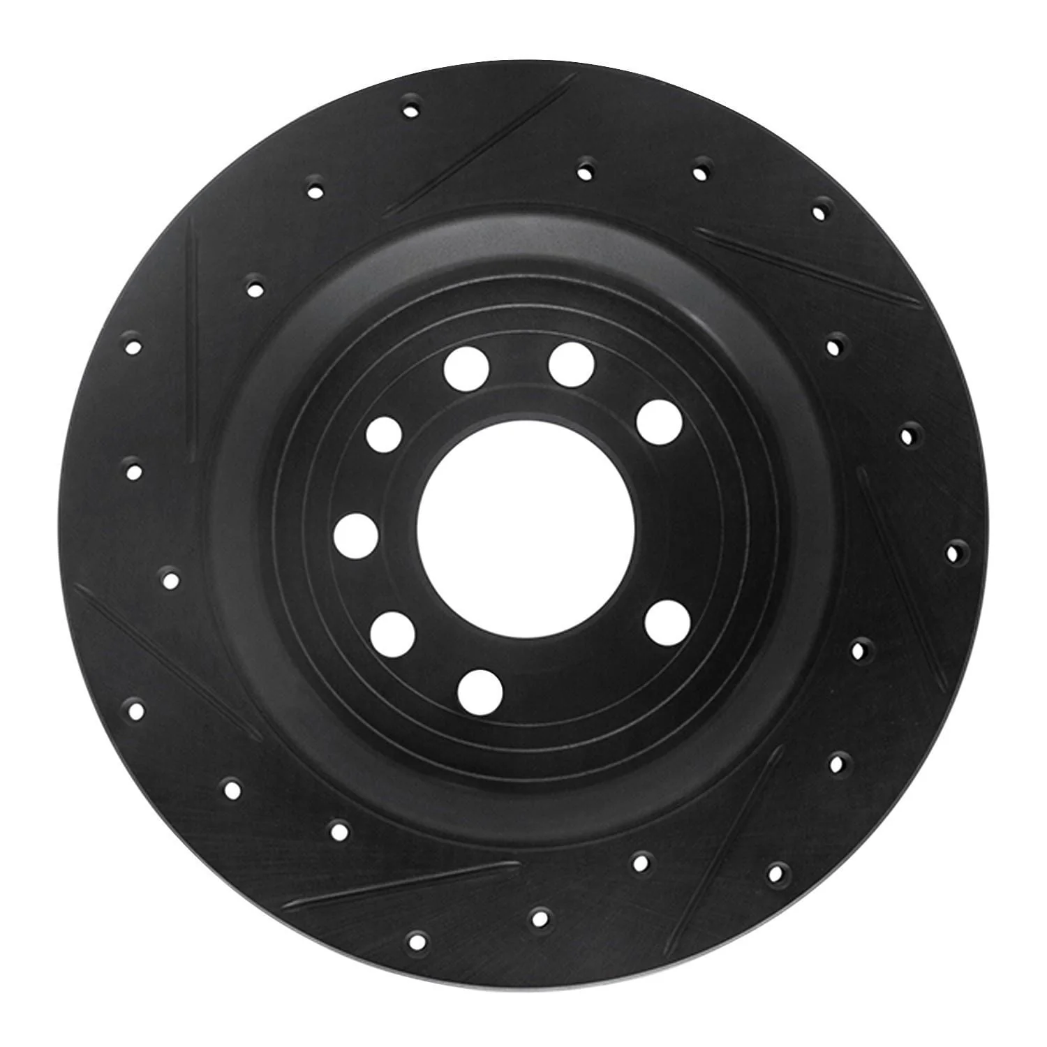 R1 Concepts 08-11 Saab 9-3 Rear Right Drilled & Slotted Black Brake Rotor - Image 2