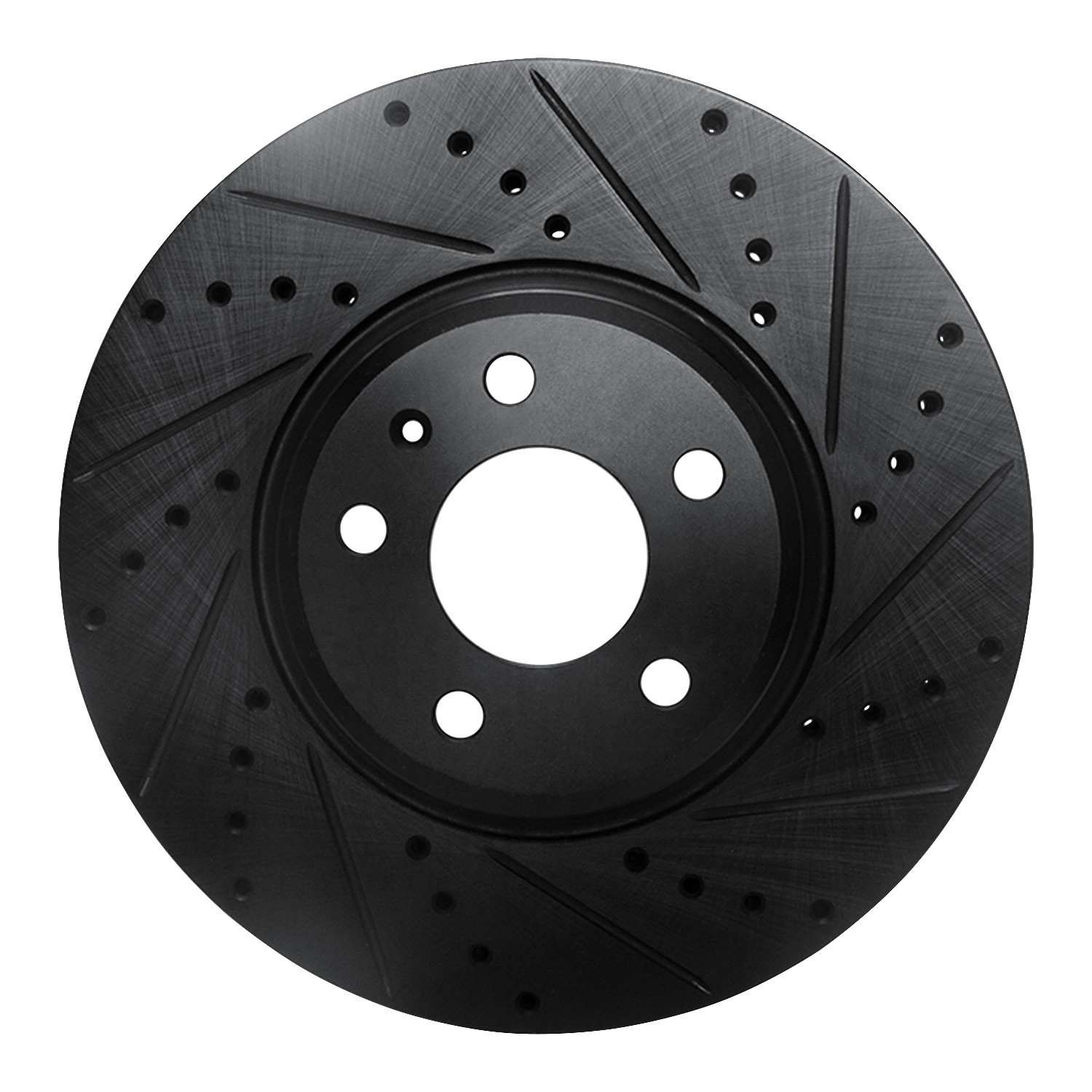 R1 Concepts 08-12 Audi Q5 (Mexico) Front Right Drilled & Slotted Black Brake Rotor