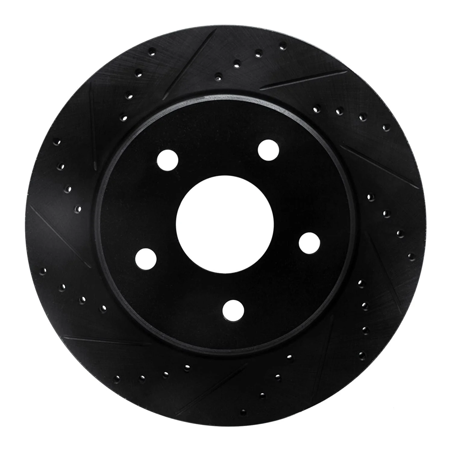 R1 Concepts 08-12 Jeep J8 Front Left Drilled & Slotted Black Brake Rotor