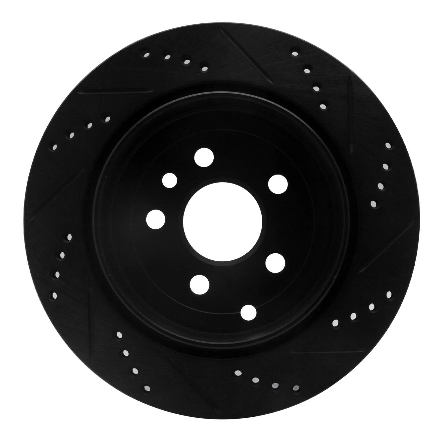 R1 Concepts 08-12 Land Rover LR2 Rear Left Drilled & Slotted Black Brake Rotor - Image 2