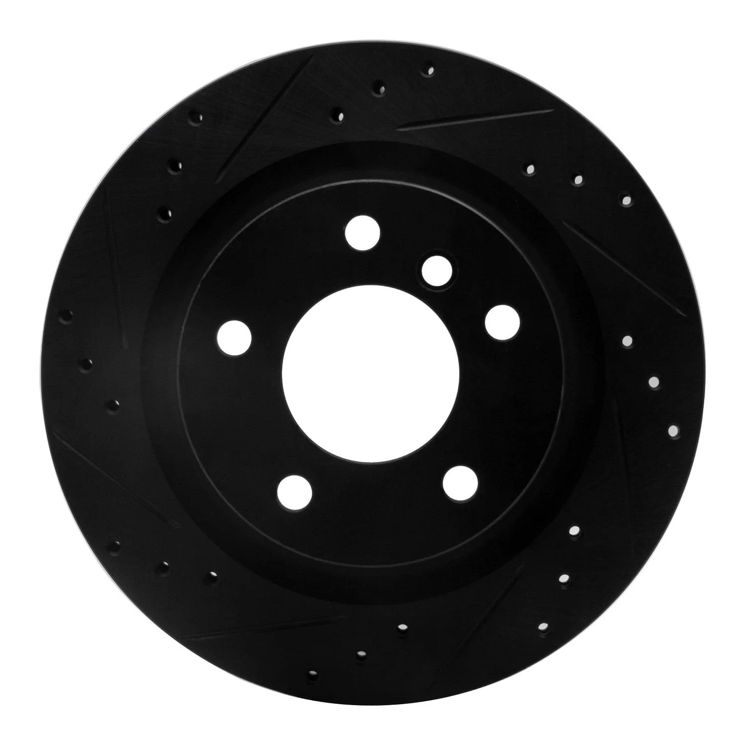 R1 Concepts 08-13 BMW 128I Rear Left Drilled & Slotted Black Brake Rotor