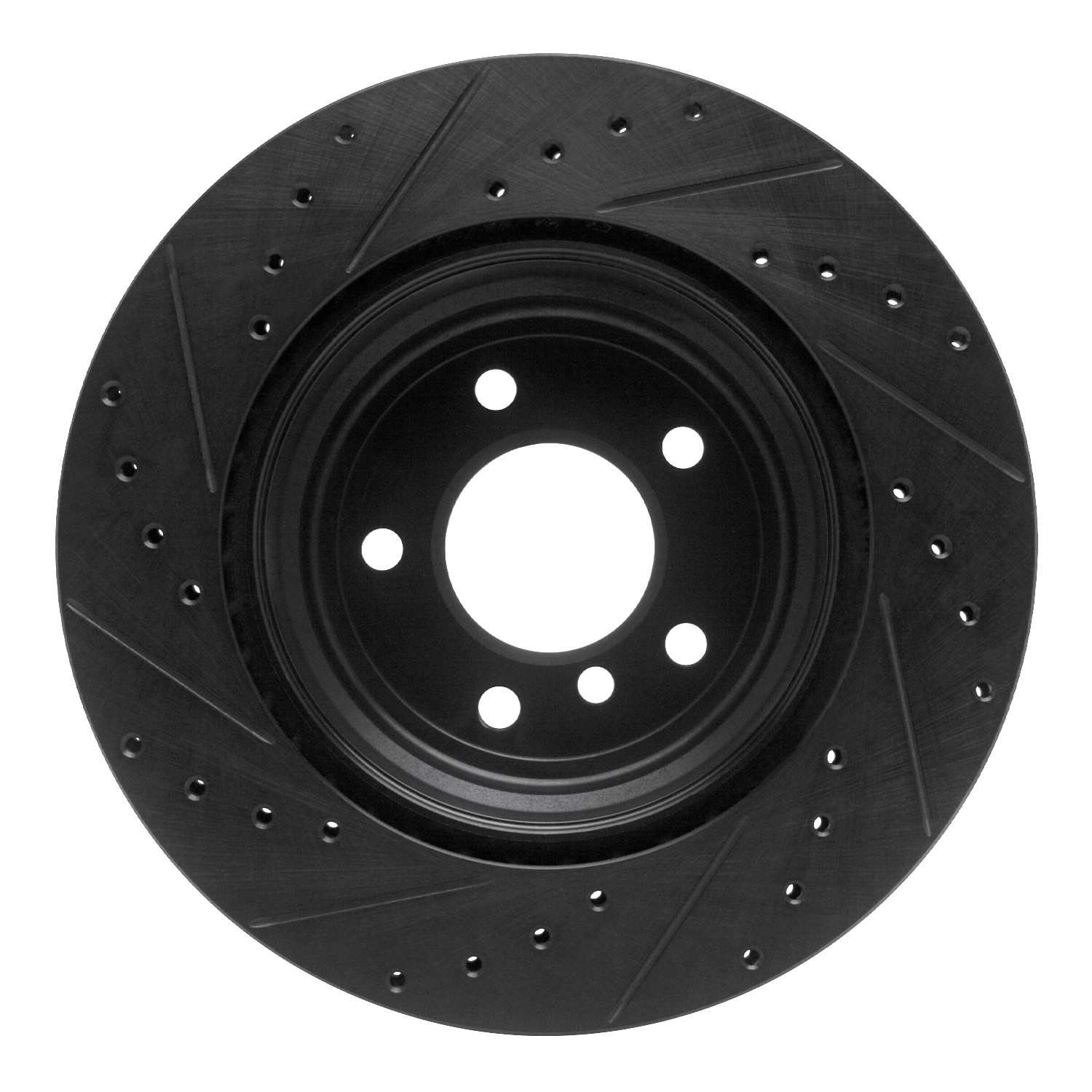 R1 Concepts 08-13 BMW 135IS Rear Right Drilled & Slotted Black Brake Rotor - Image 2