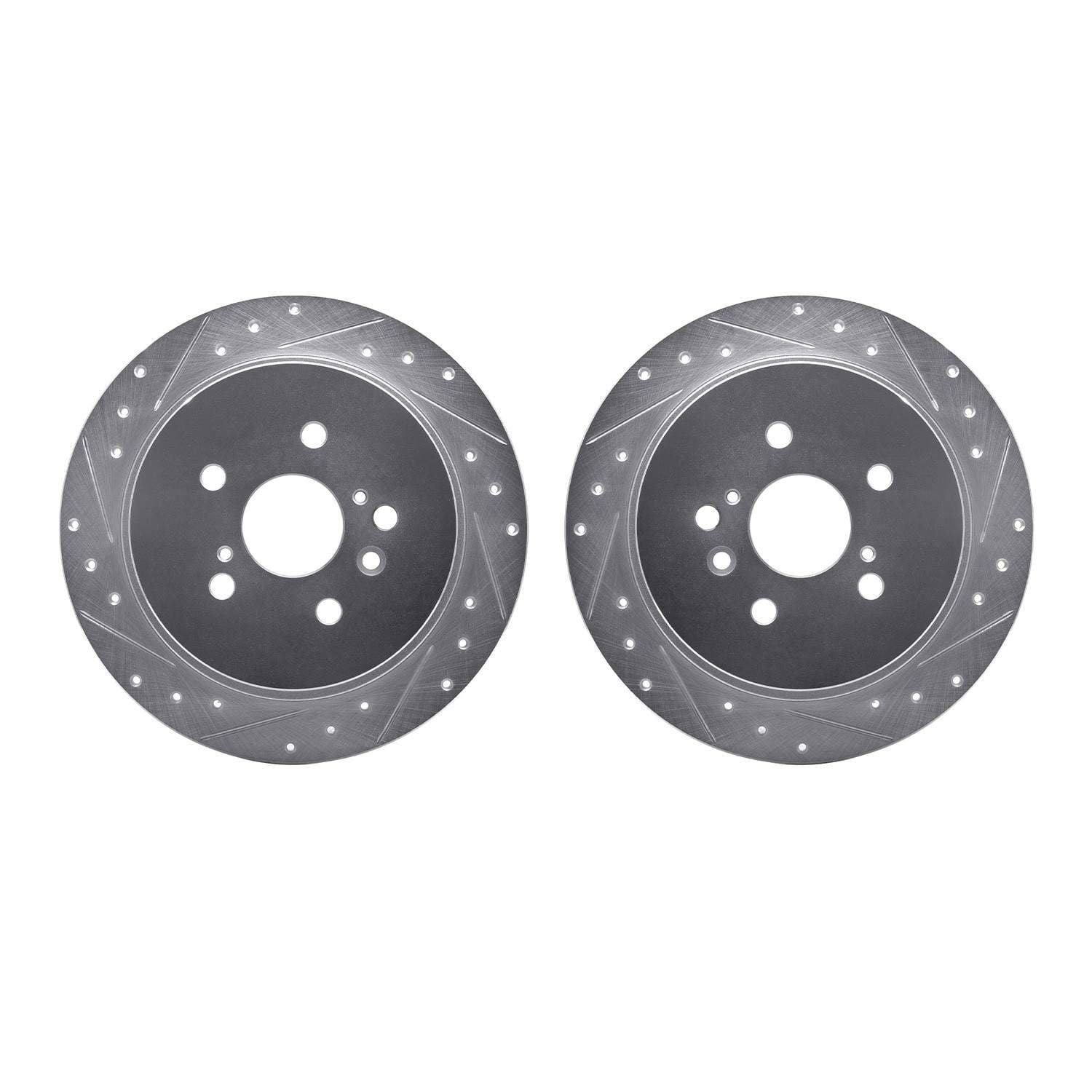 R1 Concepts 08-13 Toyota Highlander Rear Drilled & Slotted Silver Brake Rotor Set