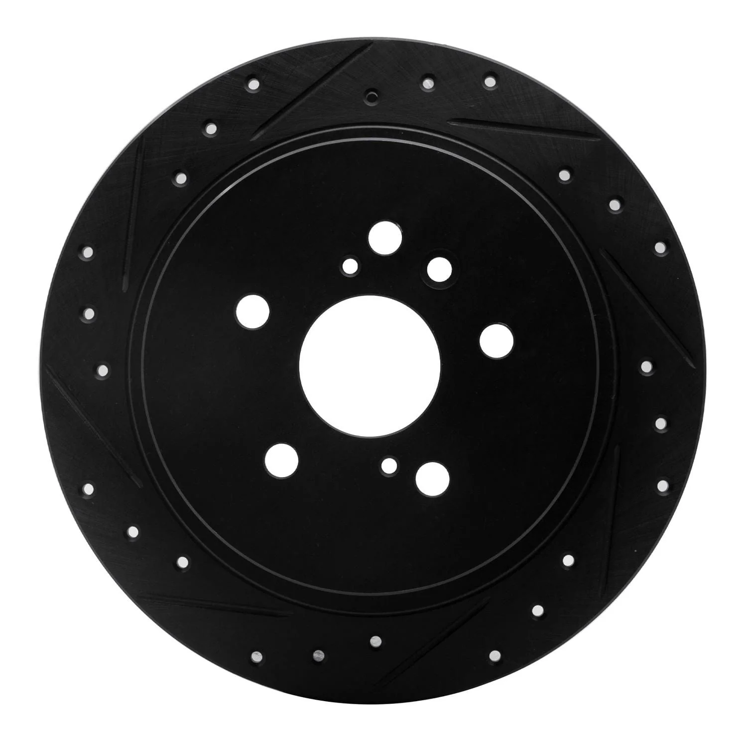 R1 Concepts 08-13 Toyota Highlander Rear Left Drilled & Slotted Black Brake Rotor