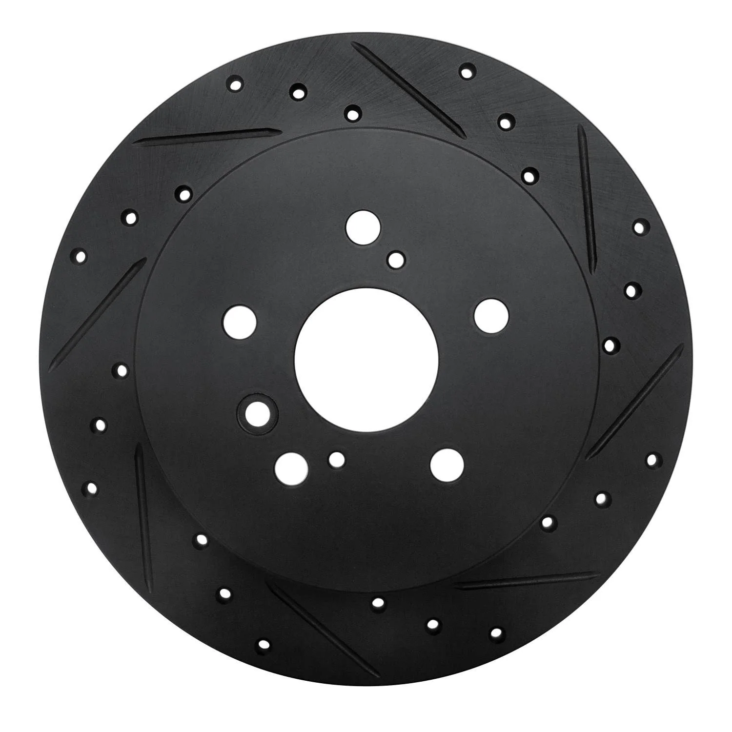 R1 Concepts 08-13 Toyota Highlander Rear Right Drilled & Slotted Black Brake Rotor