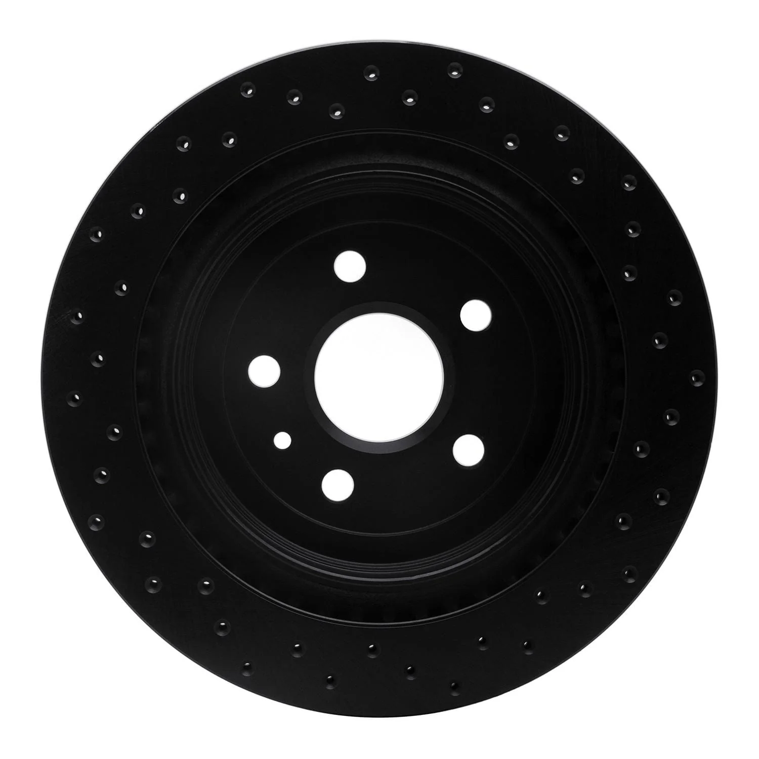 R1 Concepts 08-14 Cadillac CTS Rear Left Drilled Black Brake Rotor - Image 2