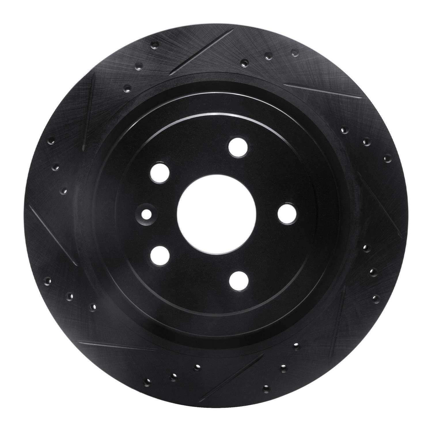 R1 Concepts 08-14 Cadillac CTS Rear Left Drilled & Slotted Black Brake Rotor