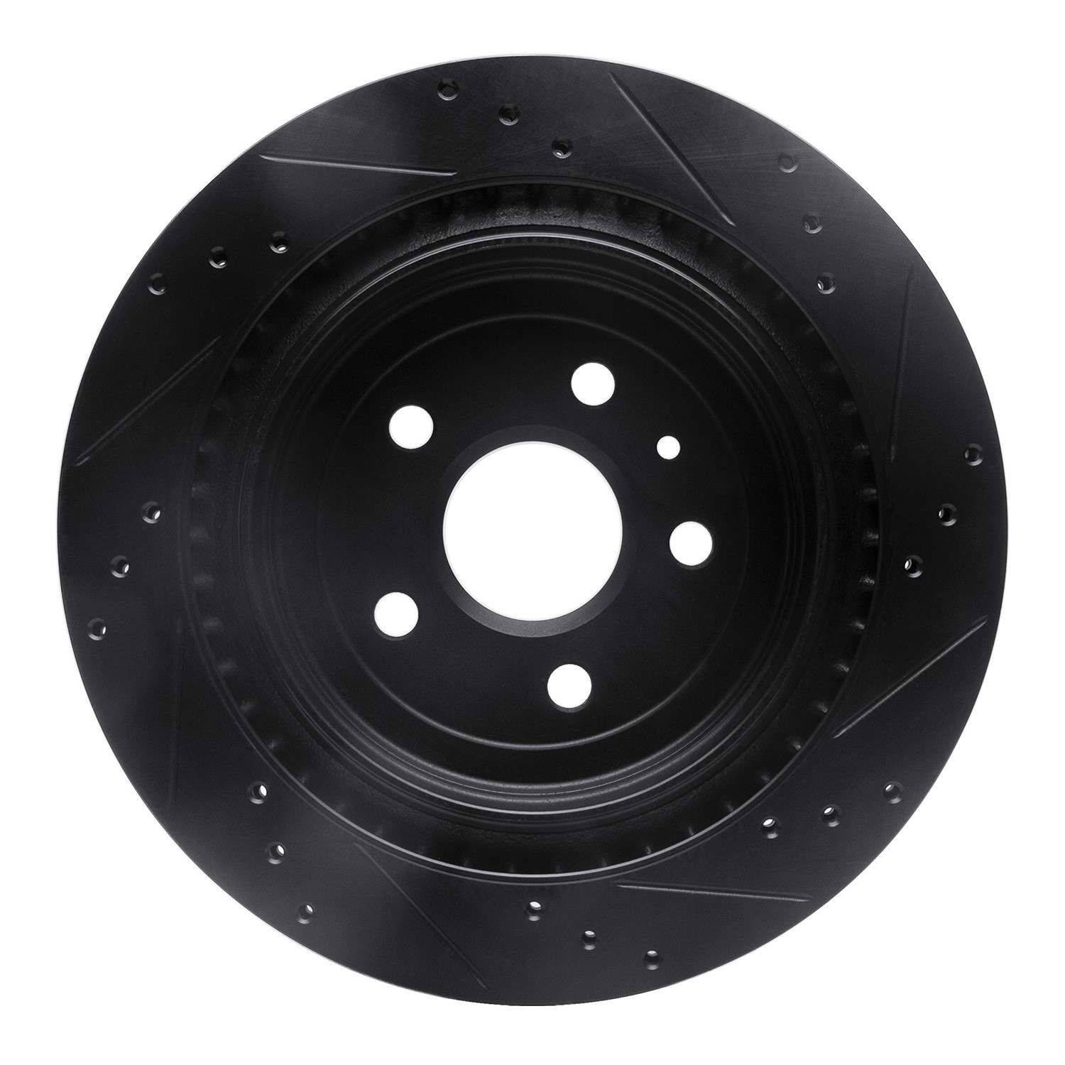R1 Concepts 08-14 Cadillac CTS Rear Left Drilled & Slotted Black Brake Rotor - Image 2