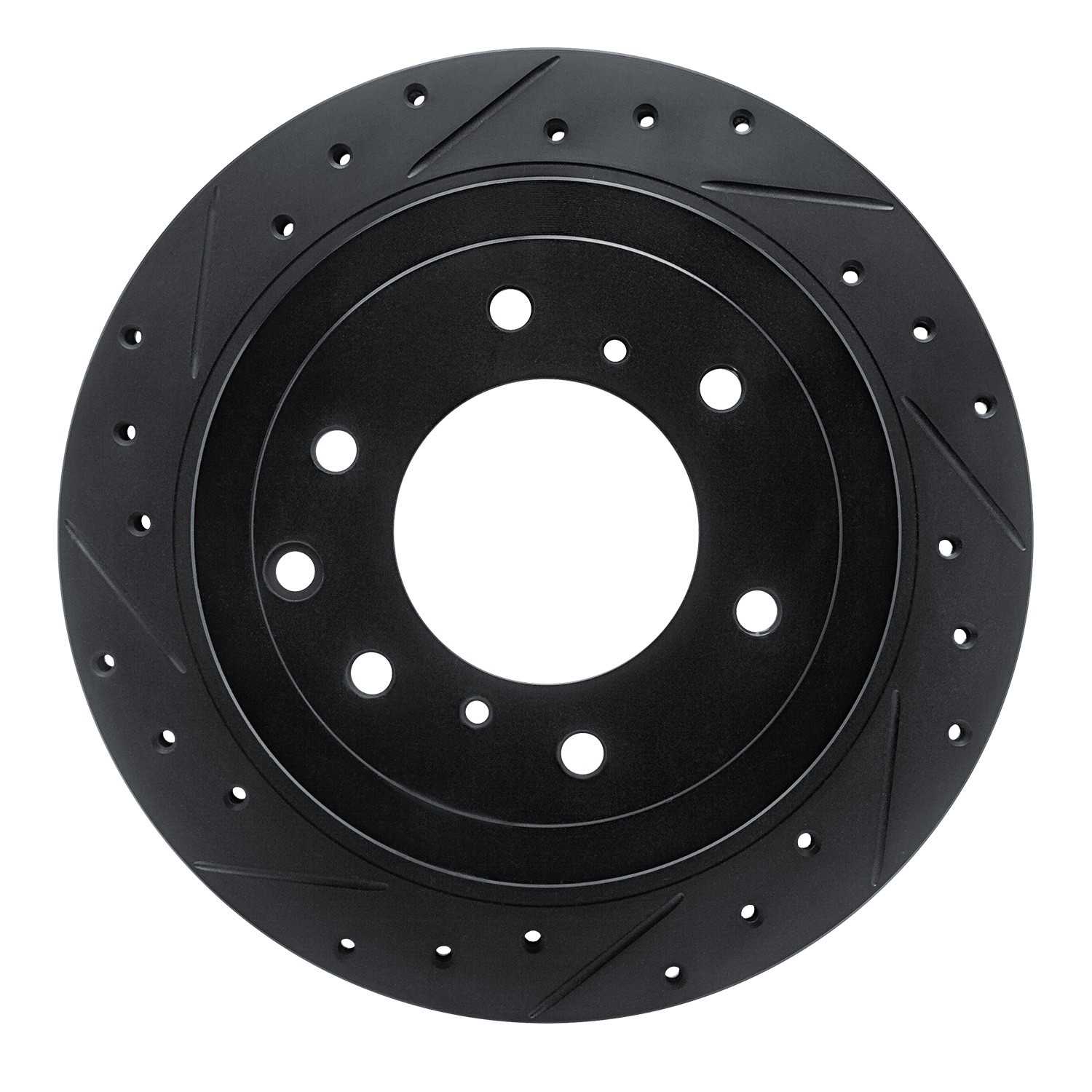 R1 Concepts 08-14 Mitsubishi Montero Limited (Mexico) Rear Left Drilled & Slotted Black Brake Rotor