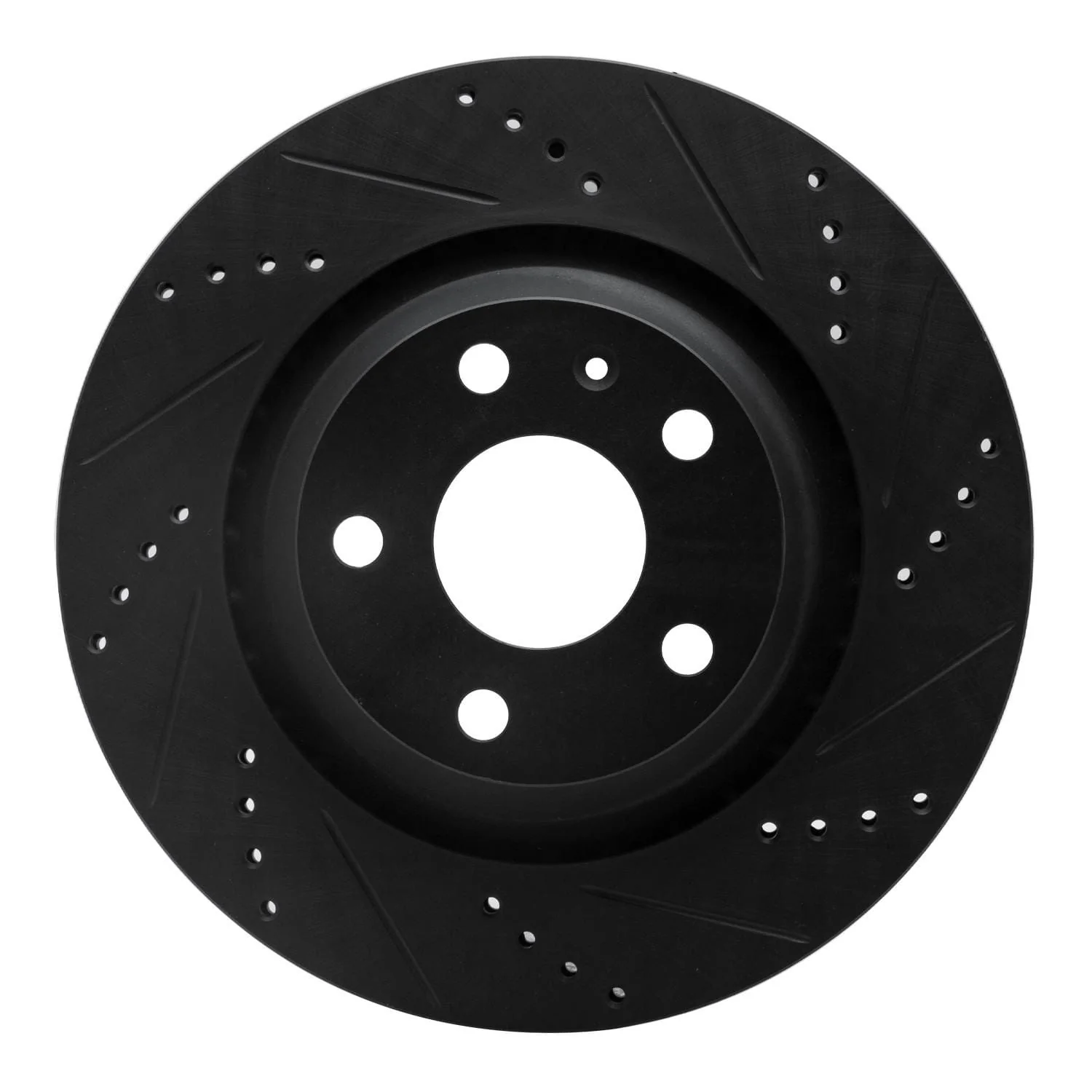 R1 Concepts 08-15 Audi TT Quattro RS Rear Right Drilled & Slotted Black Brake Rotor