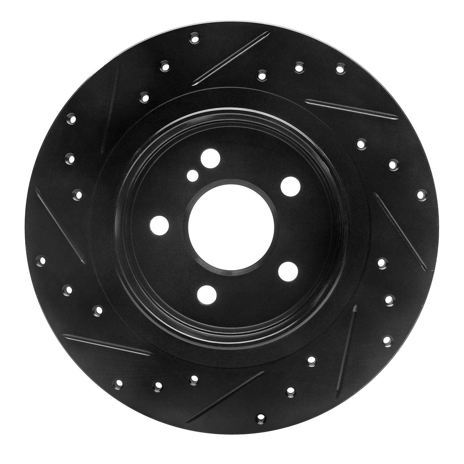 R1 Concepts 08-15 Mercedes-Benz C300 Sedan Rear Right Drilled & Slotted Black Brake Rotor - Image 2