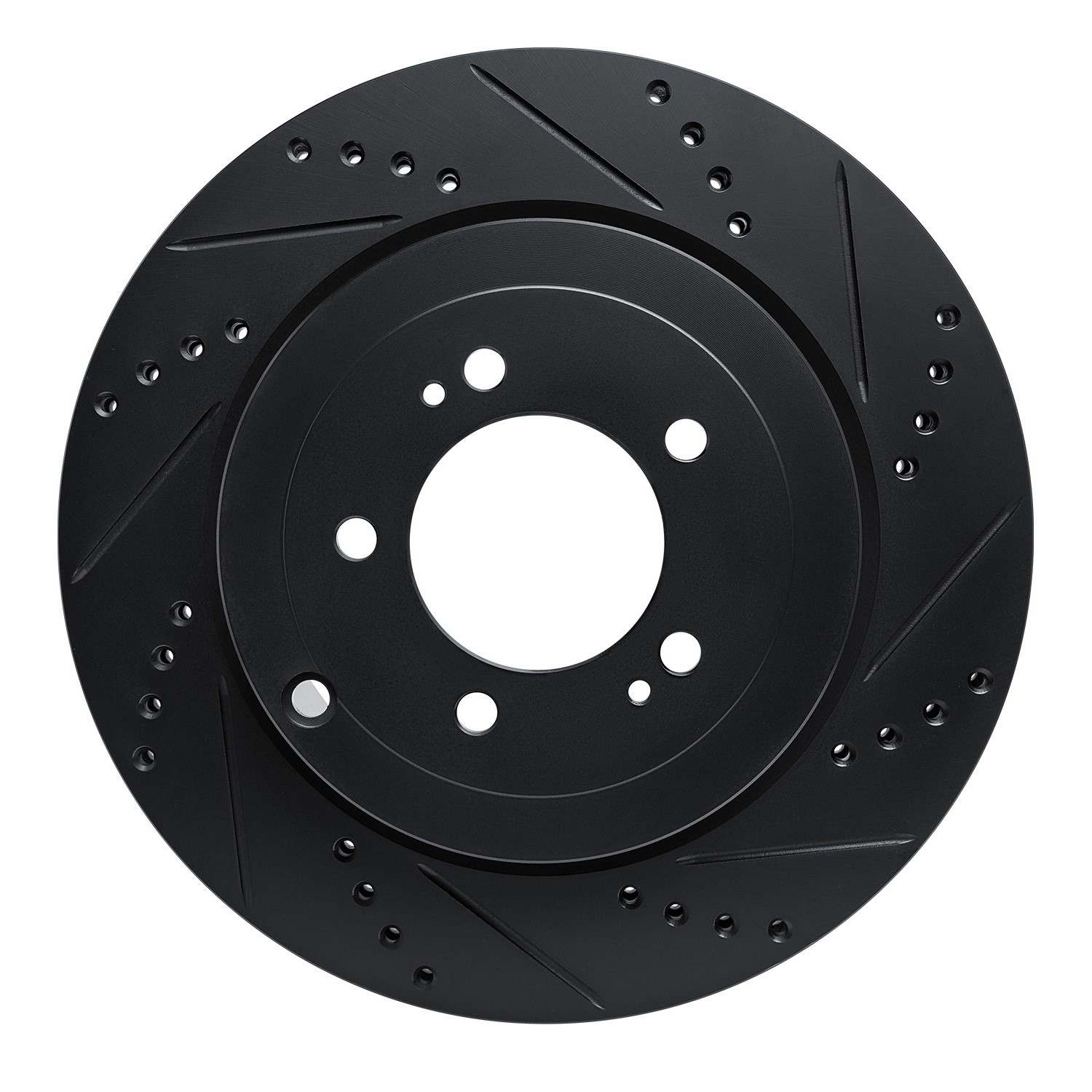 R1 Concepts 08-15 Mitsubishi Lancer Rear Right Drilled & Slotted Black Brake Rotor