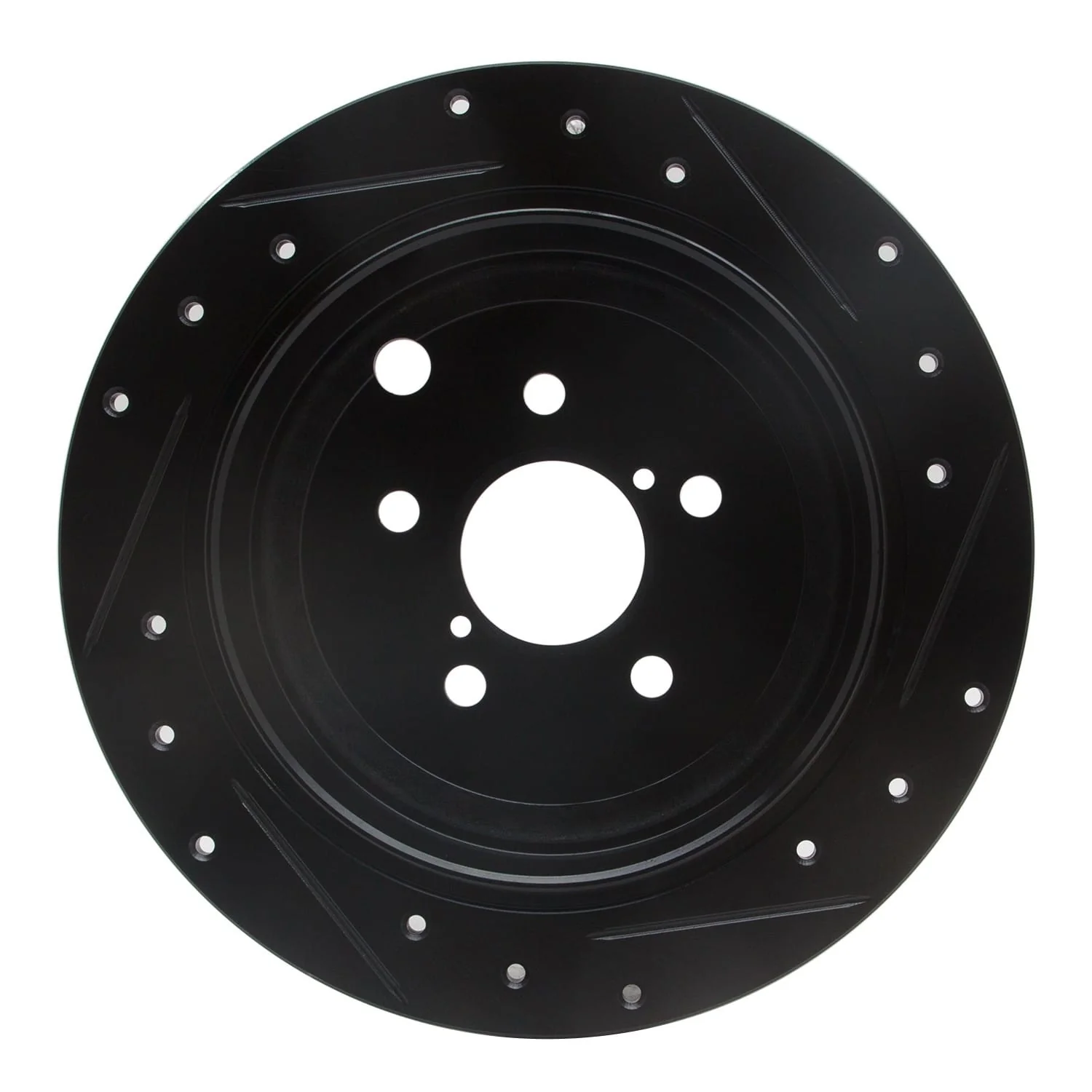 R1 Concepts 08-15 Subaru Forester Rear Left Drilled & Slotted Black Brake Rotor - Image 2