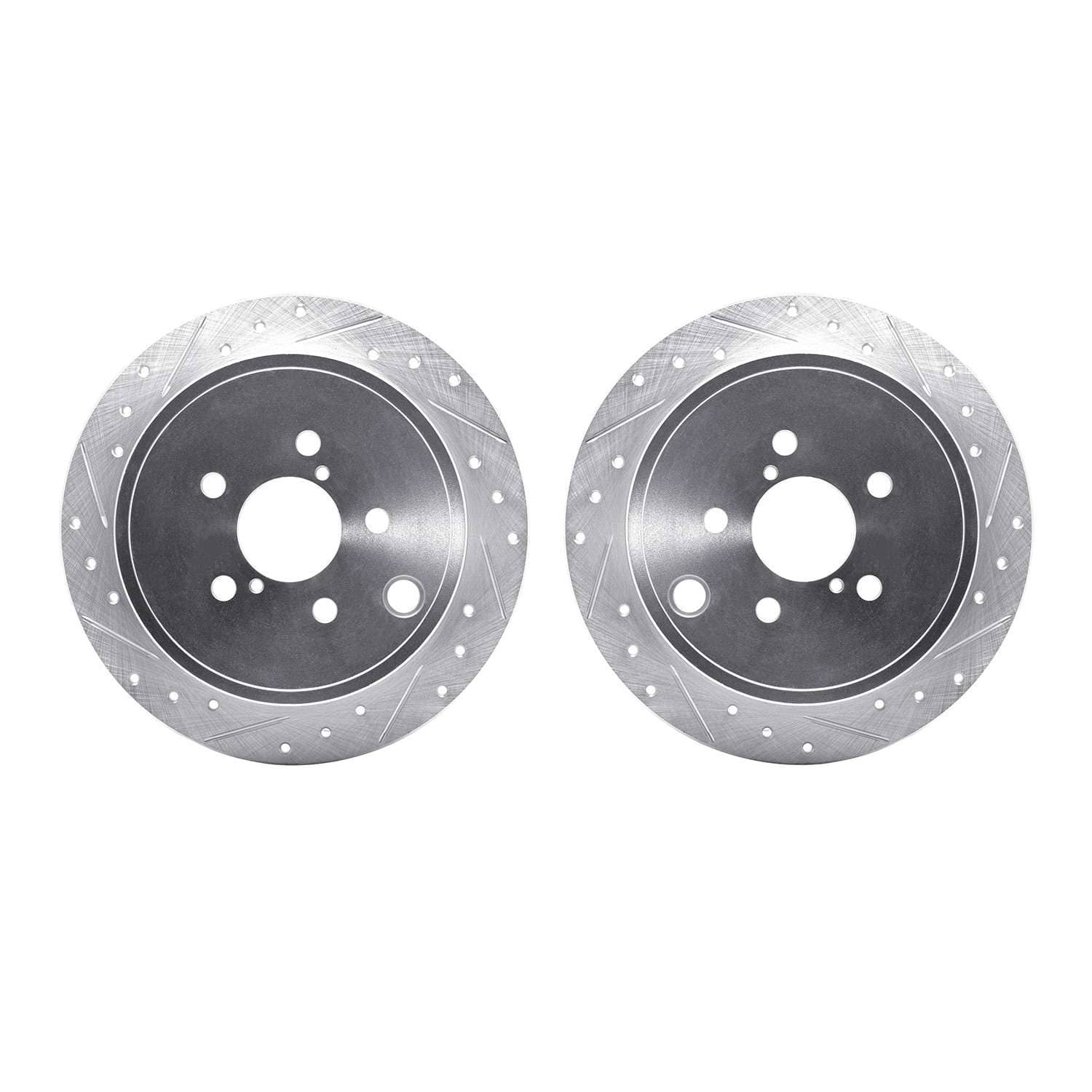R1 Concepts 08-15 Subaru Legacy Rear Drilled & Slotted Silver Brake Rotor Set