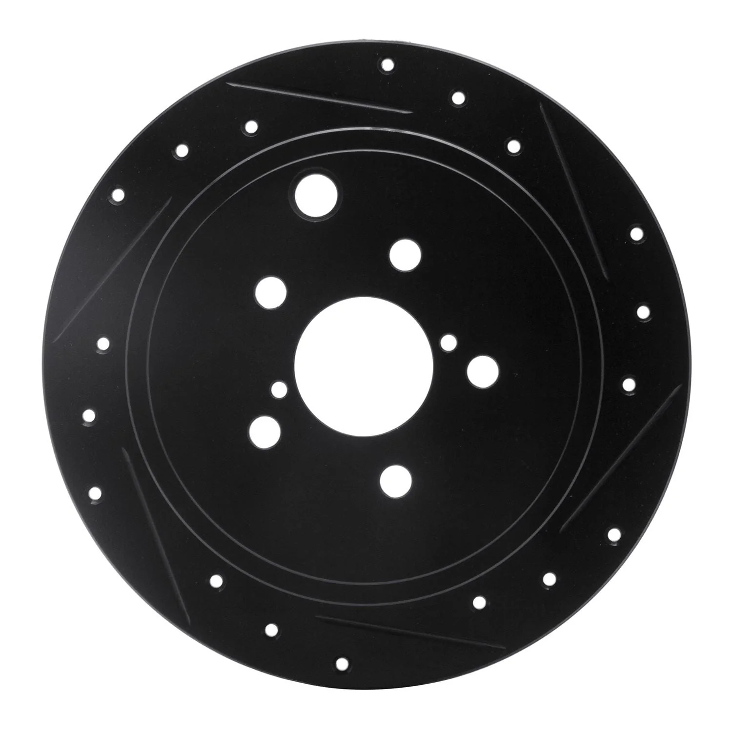 R1 Concepts 08-15 Subaru Outback Rear Right Drilled & Slotted Black Brake Rotor