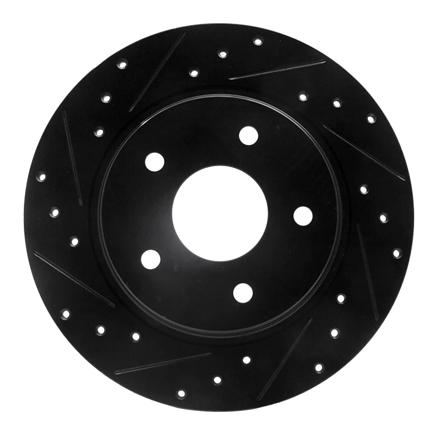 R1 Concepts 08-16 Chrysler Town & Country Rear Left Drilled & Slotted Black Brake Rotor