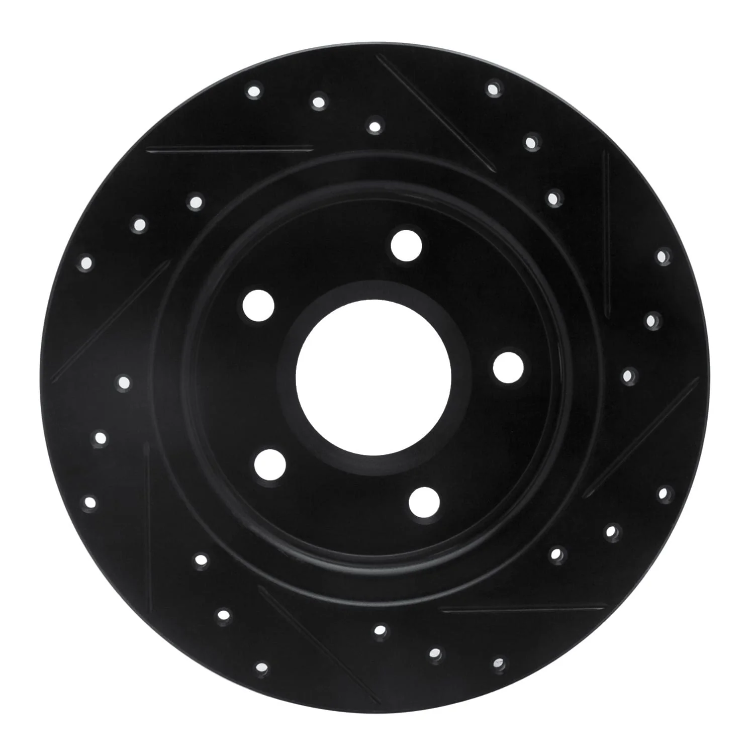 R1 Concepts 08-16 Chrysler Town & Country Rear Left Drilled & Slotted Black Brake Rotor - Image 2