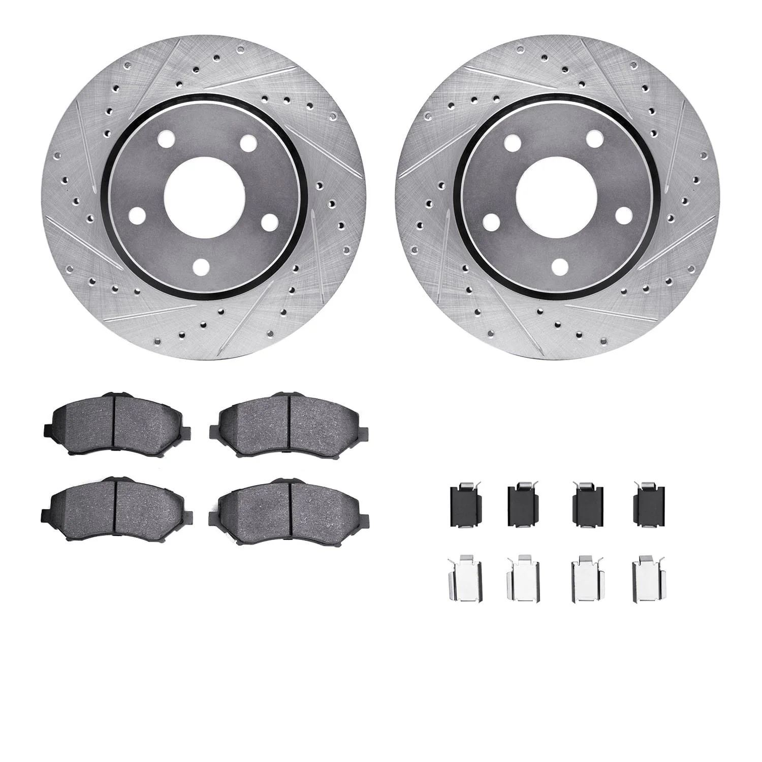 R1 Concepts 08-16 Chrysler Town & Country (Van) Front Drill/Slot Silver Rotors w/Ceramic Pads